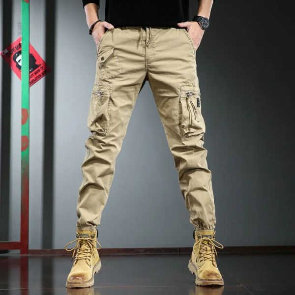 Pantaloni Pantaloni cargo tattici alla moda Pantaloni a matita da uomo Streetwear Pantaloni multitasche in cotone kaki hip-hop casual