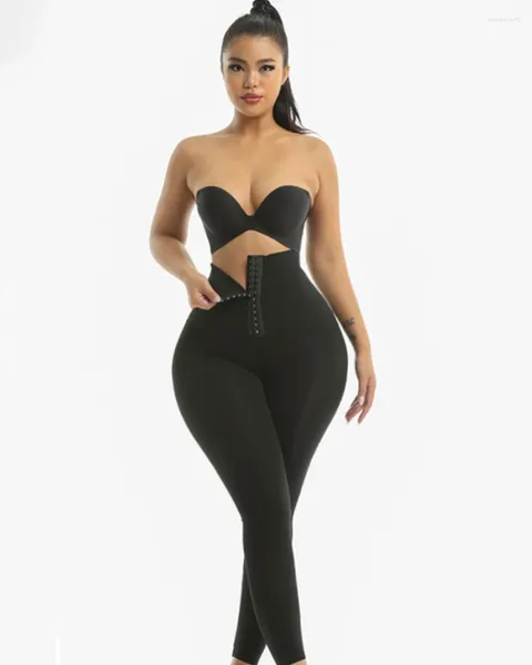 Shapers femininos duplo breasted abdominal hip levantar cintura alta estiramento yoga leggings cintura calças de compressão para um olhar de emagrecimento