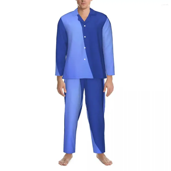 Мужская одежда для сна Двухтонная океанская пижама наборы синей текстуры