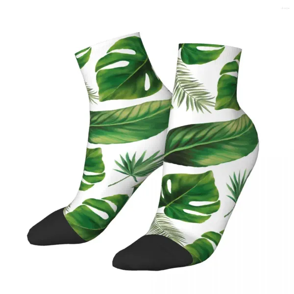 Meias masculinas com folhas verdes curtas únicas casuais respiráveis tornozelo adulto