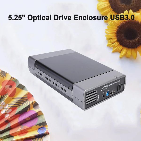 Casi Casi da 5,25 pollici involucri Drive Optical USB3.0/2.0 a SATA US/UE Adattatore Disk Hard Disk Support DVD 16 Speed Recording Disk Disk Case