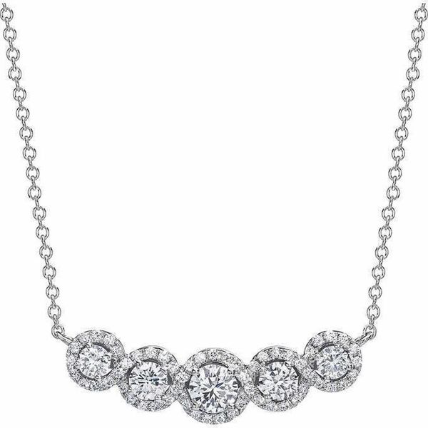 Choucong Marca Cerchio Ciondolo Elegante Gioielli di lusso Argento sterling 925 Taglio rotondo Bianco 5A Zircone cubico CZ Diamante Collana da donna Clavicola per regalo amante