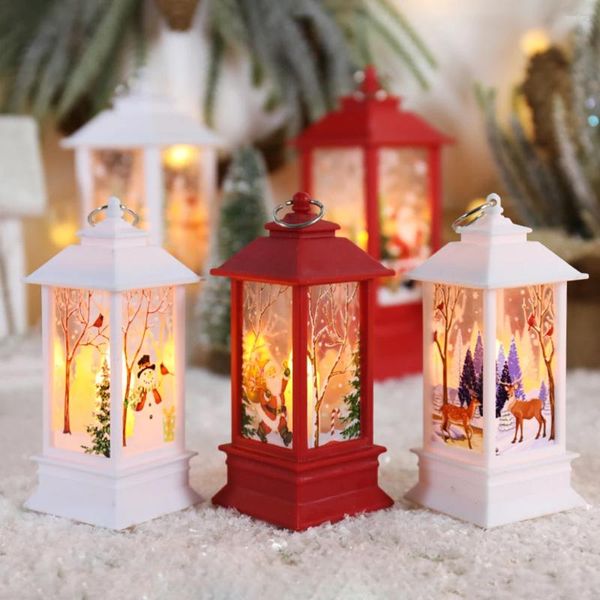 Decorazioni natalizie 1pc Lanterna Candela Luce notturna Ornamenti Led Babbo Natale Pupazzo di neve Lampada a sospensione per la decorazione della festa di Natale dell'anno domestico