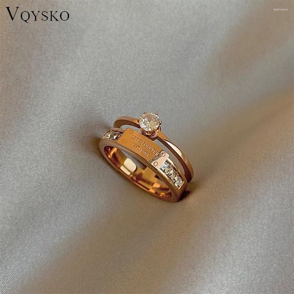 Кольца кластера VQYSKO LOVER FOREVER с цирконом, двойное блестящее обручальное кольцо для женщин, подарок на годовщину, любовь