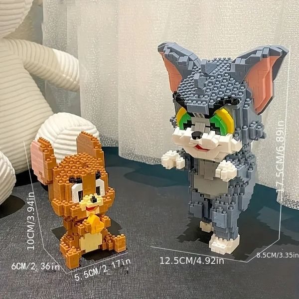 Gato mouse brinquedos tom jerry blocos brinquedos educativos compatíveis exibição criativa presente de aniversário atacado