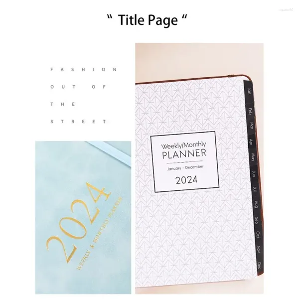 Livro de folhas soltas 2024 Weekly Planner Notebook Gift A5 Agenda do Diário com Páginas Espumadas Premium de Redação suave Anel de bobina