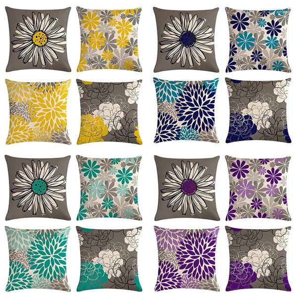 Travesseiro 4 unidades / conjunto Daisy Linen Throw Covers Girassol Geométrico Floral Decorativo Fronha Decoração de Casa
