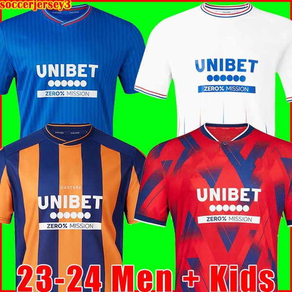 23 24 Rangers Soccer Jersey 2023 2024 Glasgow Colak Roofe Lundstram Hagi Barker Morelos Tavernier Kent Tillman FC Fashion Jr Football Shirt Kit Kit Kit