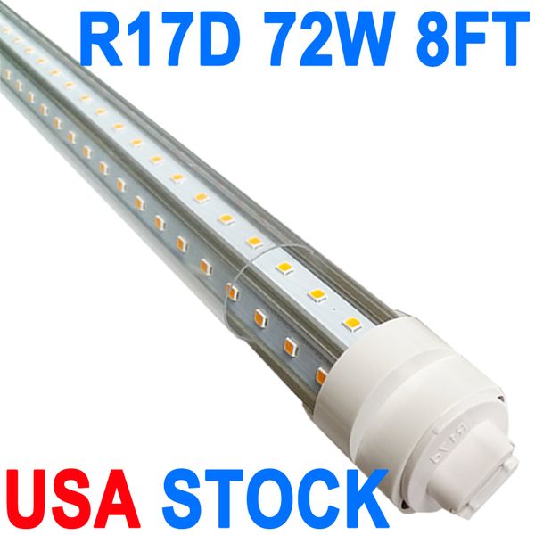 Lampadina LED R17D 8FT, a forma di V, tubi LED T8 da 72 Watt, copertura pulita, 7200LM super luminosa, estremità girevole HO 8FEET 2 pin Luce da negozio, 6500K, T8 T10 T12 Luce fluorescente crestech