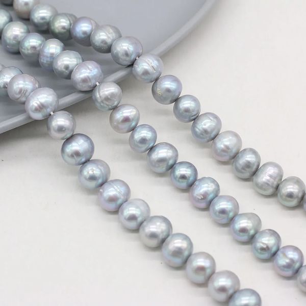 Perle d'acqua dolce naturali distanziatore grigio ovale perline sfuse per creazione di gioielli Charms fai da te braccialetto collana orecchini accessori 36 cm 240220