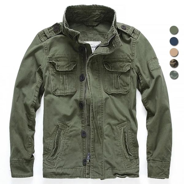 Homens jaqueta militar m65 denim retro carga jaquetas ao ar livre multi bolsos camo topos campo casual moda caminhadas casacos uniforme 240228