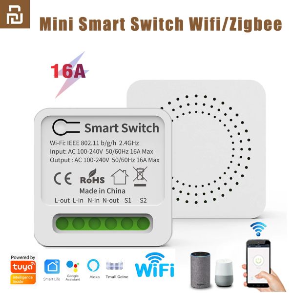 Controlla switch smart smart minin wifi/zigbee wireless switch luci fai -da -te 10/16a Controllo per la casa intelligente con tuya smart life alexa alice google