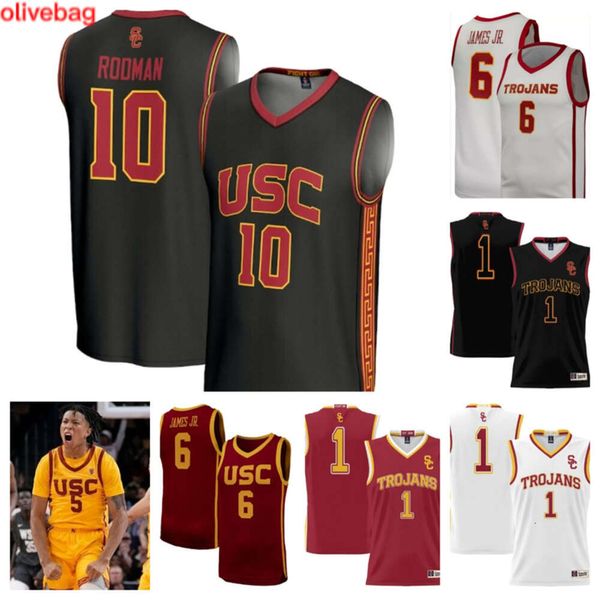 USC Trojans 1 Isaiah Collier 5 Boogie Ellis 6 Bronny James Basketballtrikot 0 Kobe Johnson 12 JD Plough 4 Oziyah Sellers 33 Kijani Wright 15 Zach Brooker Custom