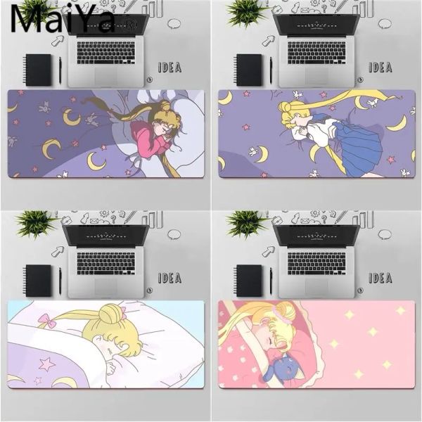Pads Maiya Hohe Qualität Anime Mond schlafendes mädchen Einzigartige Desktop Pad Spiel Mousepad Kostenloser Versand Große Maus Pad Tastaturen matte