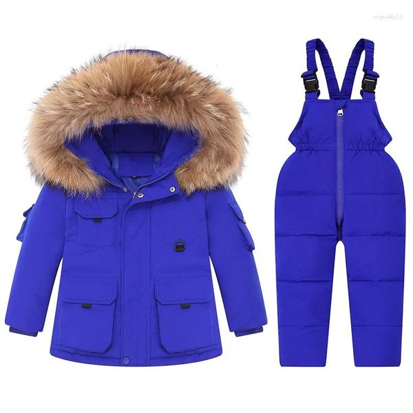 Daunenmantel MODX Schneeanzug Jacke für Jungen Winter Mädchen Kleinkind Kinder Parkas Kleidung Set Baby Feder Overalls Pelz Overalls