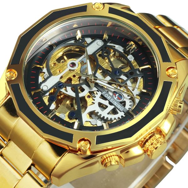 Uhren Forsining Mechanische Steampunk Mode Männliche Uhr Herrenuhren Top-marke Edelstahl Automatische Skeleton Armbanduhr