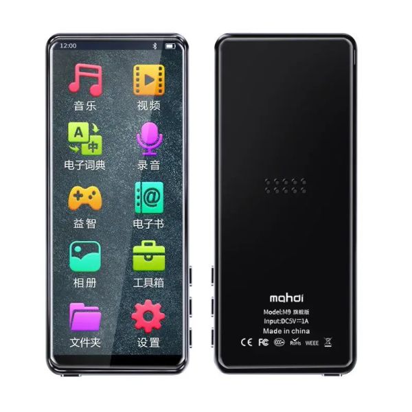 Alto-falantes Bluetooth 5.0 MP4 player 1080P vídeo imagem reproduzir jogo de gravação de voz TXT leitor de livro rádio FM TF expansível walkman alto-falante