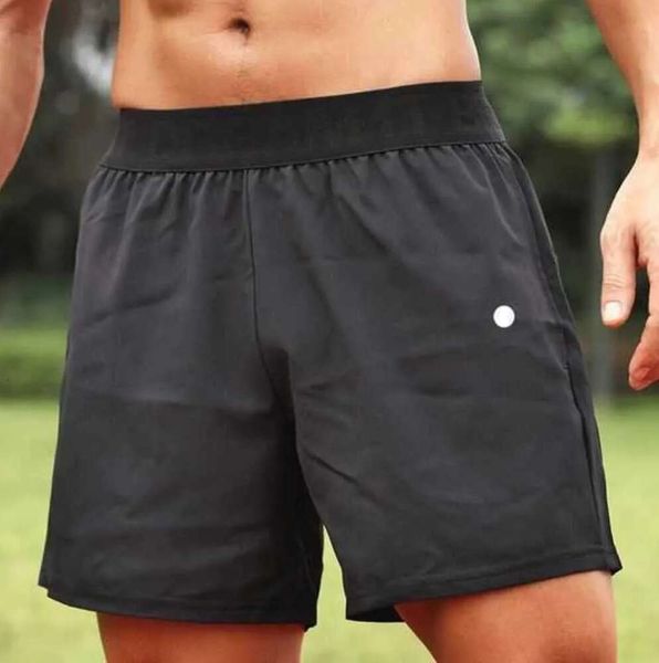 Lu lu l masculino yoga esportes shorts de fitness ao ar livre shorts secagem rápida cor sólida casual correndo quarter pant 436546