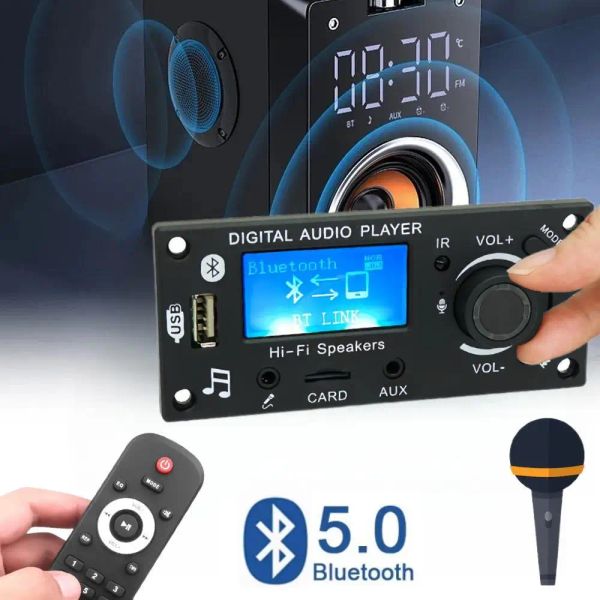 Player Bluetooth 5.0 MP3 Decoder Board DC 12V Microfone LCD Lyrics Display Handsfree Record Car Audio Receptor USB TF FM Music Player