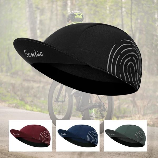 Cappellini da ciclismo Santic Cap MTB Cappello sportivo riflettente per esterno in velluto sottile Mantieni caldo Autunno Inverno Taglia unica W0P074