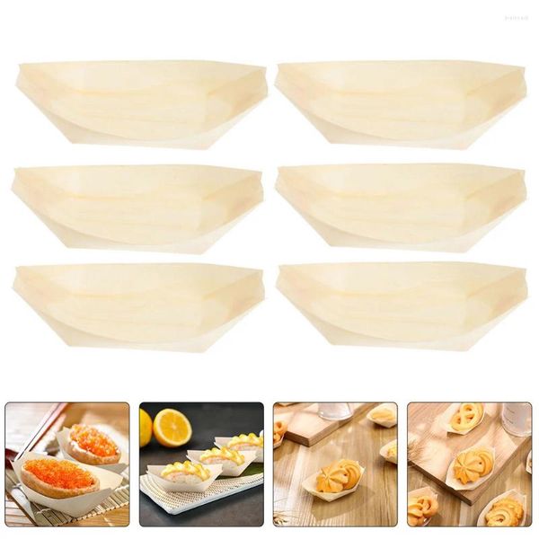 Louça descartável 100 Pcs Sushi Barco Decoração Placa de madeira Bandeja Prato Decorativo Criança Sobremesa