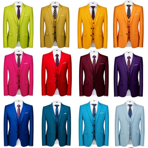 Tute 16 colori (giacca + gilet + pantaloni) Abito da uomo formale slim fit da uomo di alta qualità da uomo. Smoking da sposo migliore, set da 3 pezzi