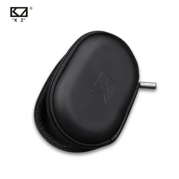 Fones de ouvido kz sacos de fone de ouvido pu zíper caixa de armazenamento portátil caso caixa de armazenamento preto adequado para acessórios de fone de ouvido cartão