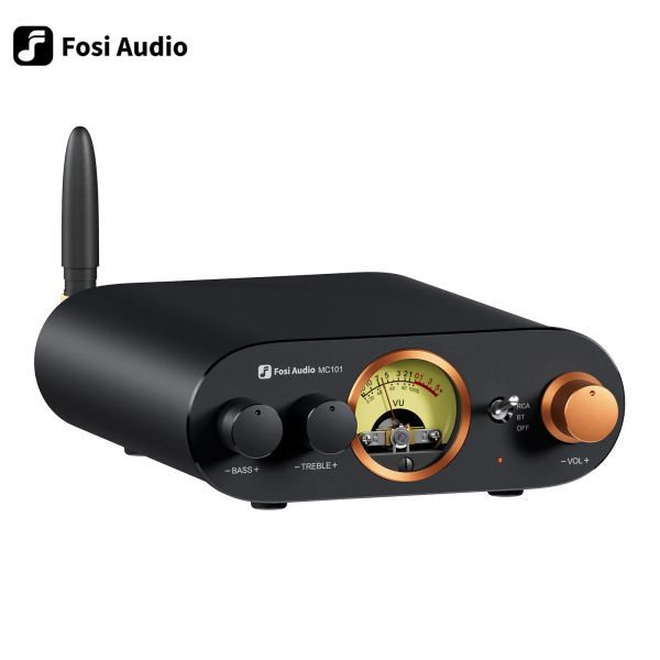 Lautsprecher Fosi Audio MC101 Bluetooth-Stereoverstärker Home Audio Mini-Verstärker mit VU-Meter 2-Kanal-HiFi-Empfänger für passive Lautsprecher