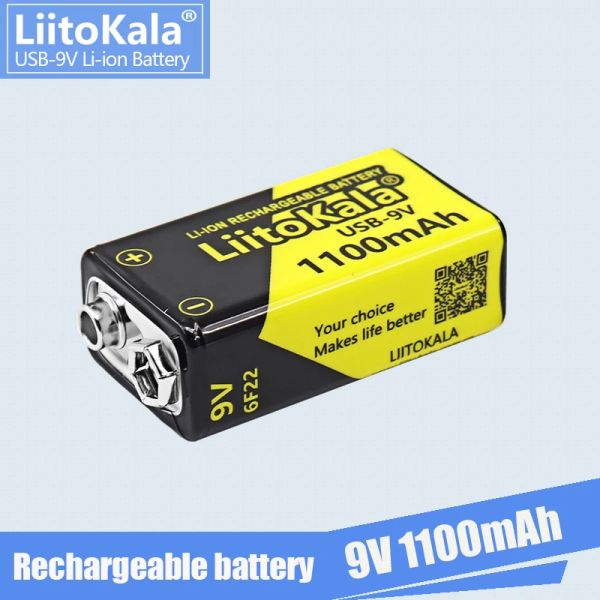 LiitoKala USB-9V 1100mAh bateria de íon-lítio recarregável é adequada para câmera de brinquedo multímetro controle remoto microfone KTV