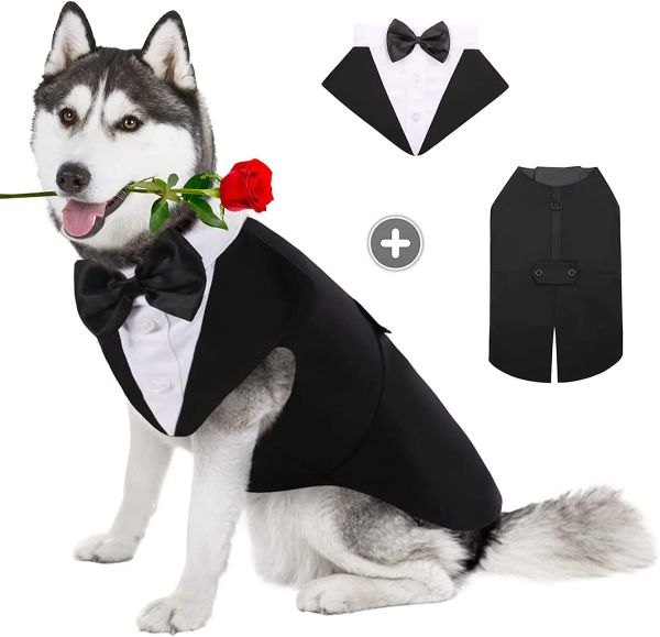 Ceketler Pet Dog Giysileri Moda Partisi Gösteri Resmi Takım Kravat Besti Gömlek Düğün Smokin Smokin Cadılar Bayramı Elbise Küçük Büyük Köpek Giysileri Malzemeleri