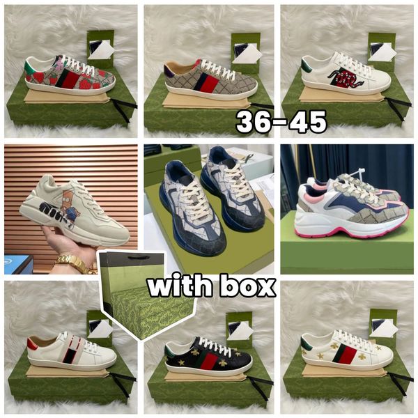 Mit Box Kleid Schuhe Freizeitschuhe Plattform G Herren Sneakers Schlangenleder Männer Frauen Erdbeere Komfort Ace Bee Stripes Schuh Herren Sporttrainer Tiger Größe 35-45