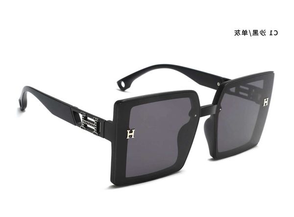 Designer 1to1 H-Familie High-End-Diamant eingelegte Damen-Sonnenbrille mit schlichtem Gesicht, quadratisch, großer Rahmen, Anti-Ultraviolett-Bildschirm, rot, live OKHW