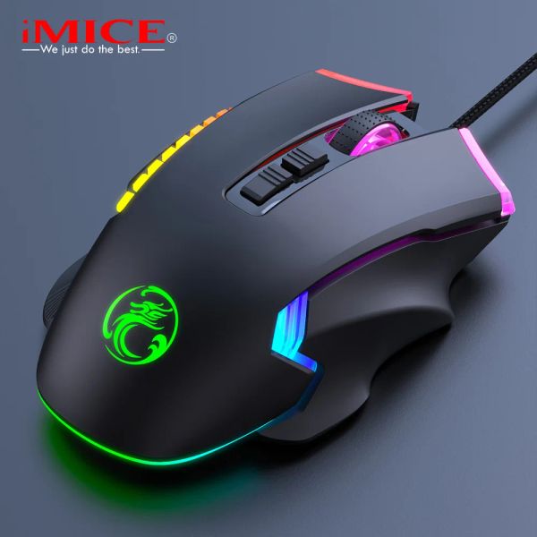 Мыши iMICE T70, игровая мышь, 8D RGB, программируемая мышь, мышь для игрового офиса, светящаяся игровая USB-мышь с разрешением 7200 точек на дюйм, 8 кнопок