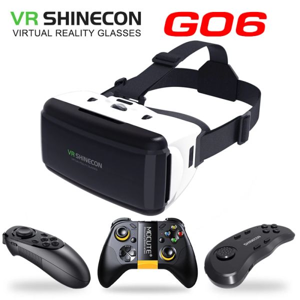 Cihazlar VR Shinecon G06 Sanal Gerçeklik Gözlükleri 3D VR Akıllı Telefon Kulaklıklı Kask Goggle Video Oyunu Kutusu İPhone Android Akıllı Telefon