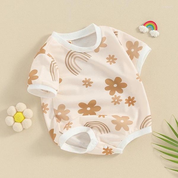 Kleidungssets Ostern Outfit Baby Mädchen Hase Blumendruck Kurzarm Strampler Junge Sommerkleidung Geboren