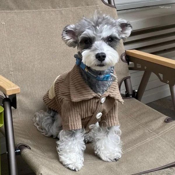 Cão vestuário marrom veludo casaco roupas moda lapela colarinho design pequeno cães roupas gato inverno quente confortável itens para animais de estimação atacado