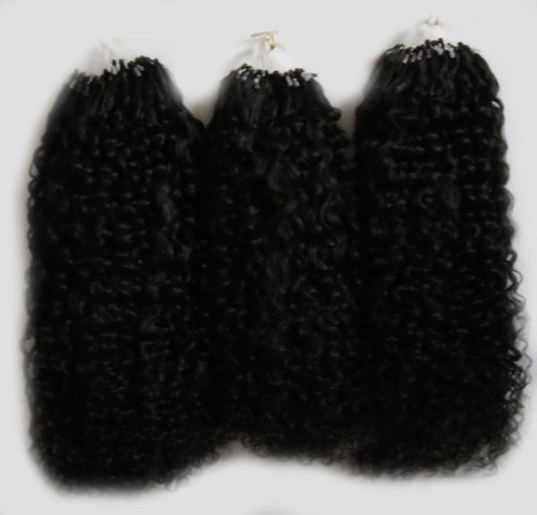 Natürliche Farbe Afro Kinky Curly Micro Loop Haarverlängerungen 300g mongolisches verworrenes lockiges Haar Micro Link Haarverlängerungen Human 300s9692430