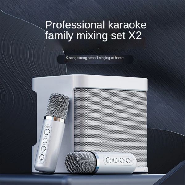 Microfone KD203 Karaoke -Maschine mit 2 drahtlosen Dual -Mikrofonen tragbare Boombox Aux TF -Karte U Disk Player Voice Changer für Party