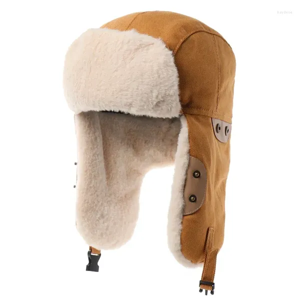 Berets masculino ao ar livre quente distintivo soviético lei feng chapéus inverno à prova de vento russo ushanka chapéu engrossar pele do falso bonés de neve