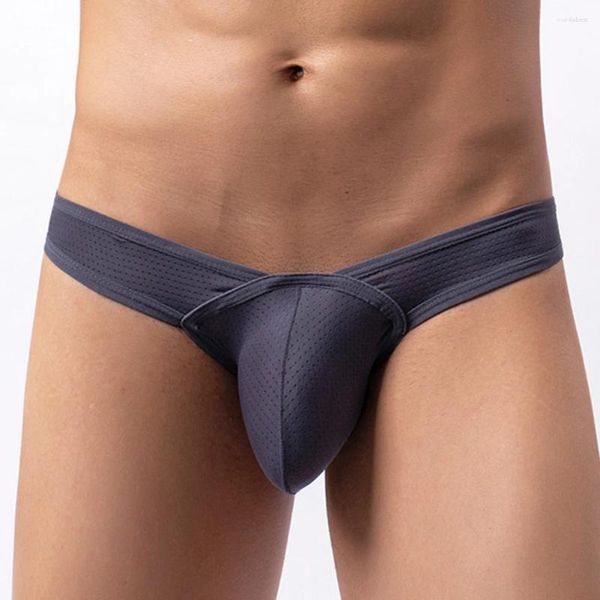Underpants Homens Malha de Algodão Sexy Low Rise Seamless Briefs Underwear Bolsa Calcinha Respirável Lingerie T Back Bikini Sólido Homens