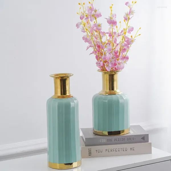Vasos vaso ornamentos de duas peças terno cerâmica desktop sala de estar decoração arranjo de flores recipiente decoração hidropônica