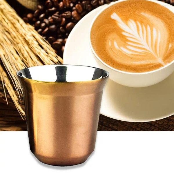 Tazze Tazza per capsula termica a doppia parete in acciaio inossidabile per caffè espresso da 80 ml Tazza da caffè Tè al latte Tazze Nespresso isolate