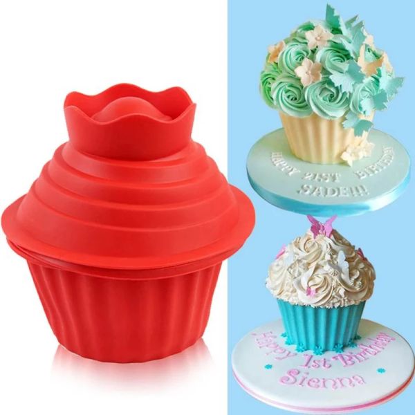 Formen 3pcs/Set Silikonriesen Cupcake Form Nicht -Stick Big Top Cake Silicon Form DIY Idee für einfache Dekoration von Kuchenbackenwerkzeugen