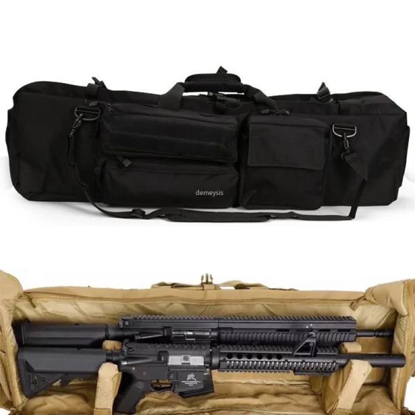 Sacchi tattici a doppia pistola a caccia militare zaino cecchino doppio fucile trasportare borse da caccia per M249 M4A1 M16 AR15