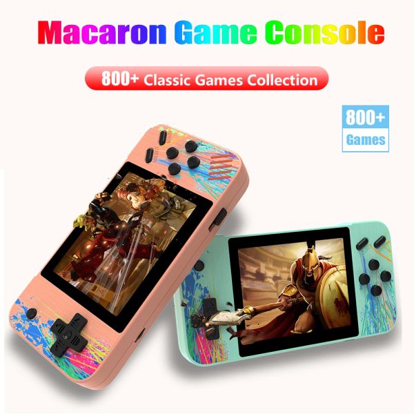 Jogadores Novo Mini Console de Jogo Portátil Macaron Video Game Console Builtin 800+ Retro Games Video Player Saída para TV Bom presente para crianças