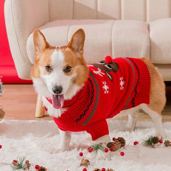 Свитера Одежда для собак вельш-корги Зимний свитер для собак Рождественское пальто для домашних животных Одежда для кошек Одежда для щенков чихуахуа Рождественский костюм для собак S XXS