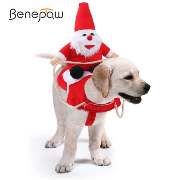 Одежда Benepaw, собака Санта-Клаус, Рождественский костюм для верховой езды, забавный ковбойский костюм для домашних животных, одежда для лошадей, одежда для щенков и кошек, праздничная одежда