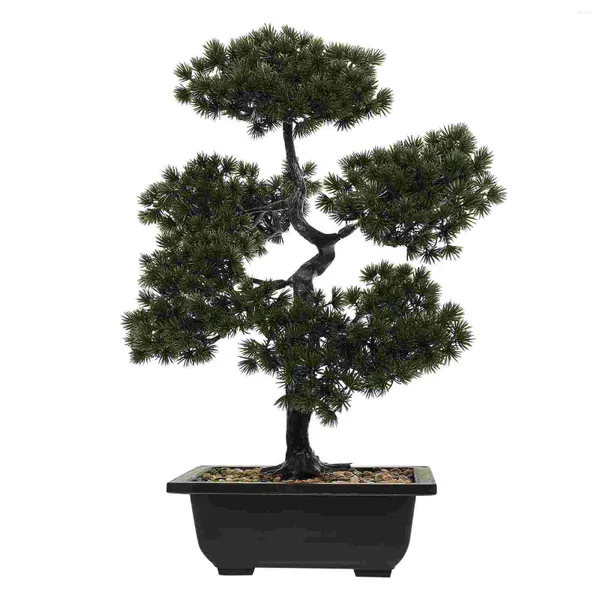 Fiori decorativi Bonsai artificiale Pine in pino simulazione finta scrivania in vaso per pianta in vaso visualizzato decori di vegetazione finti