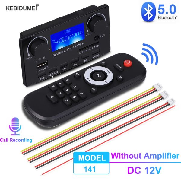 Player Wireless Mp3 Player Bluetooth 5.0 MP3 Kod Çözücü Kart 12V Ses Oynatıcı FM Radyo Modülü LCD Ekran Çağrı Kayıt TF USB AUX