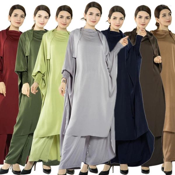 Roupas étnicas Muçulmanas Mulheres Oração Vestuário Conjunto Com Capuz Tops Calças Duas Peças Islâmico Khimar Caftan Overhead Hijab Vestido Abaya Robe Ramadan